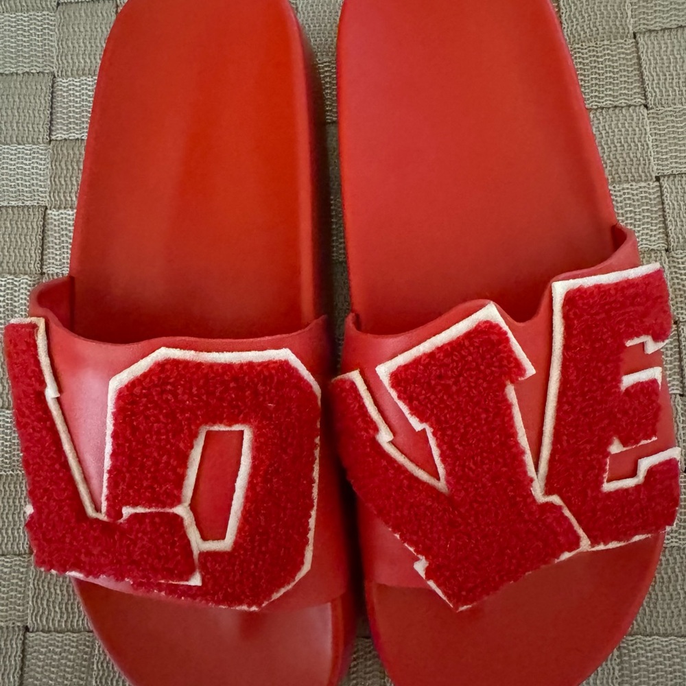 NIB Tory Burch Red LOVE Slides